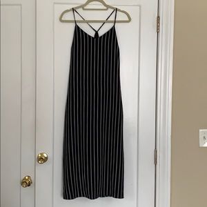 Black and white striped midi dress
